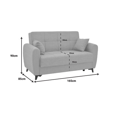 Sofa-bed with storage two-seater Lincoln pakoworld light gray fabric 165x85x90cm