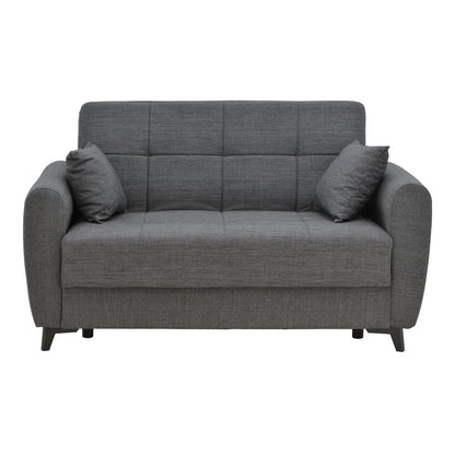 Sofa-bed with storage two-seater Lincoln pakoworld charcoal fabric 165x85x90cm