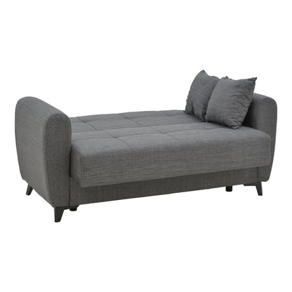 Sofa-bed with storage two-seater Lincoln pakoworld charcoal fabric 165x85x90cm