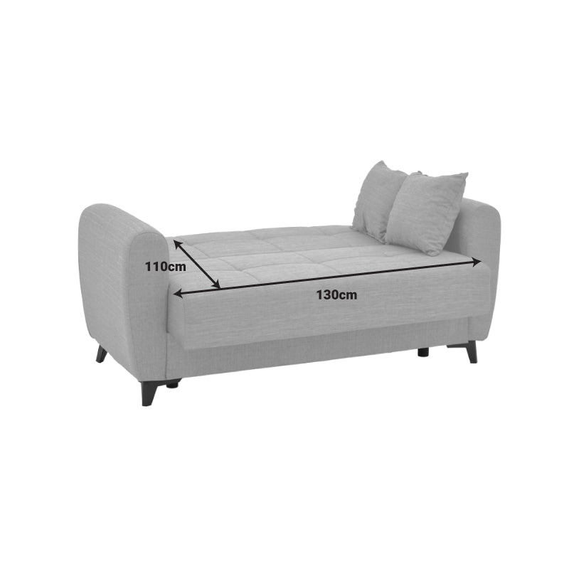 Sofa-bed with storage two-seater Lincoln pakoworld charcoal fabric 165x85x90cm