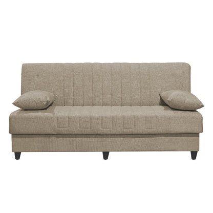 Sofa-bed with storage three-seater Romina pakoworld cream fabric 190x85x90cm