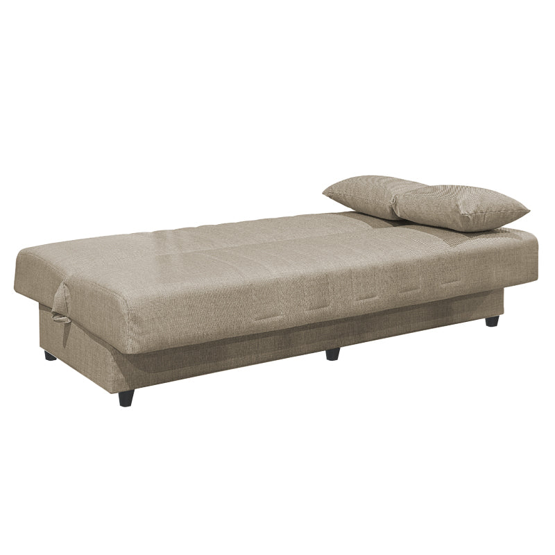 Sofa-bed with storage three-seater Romina pakoworld cream fabric 190x85x90cm