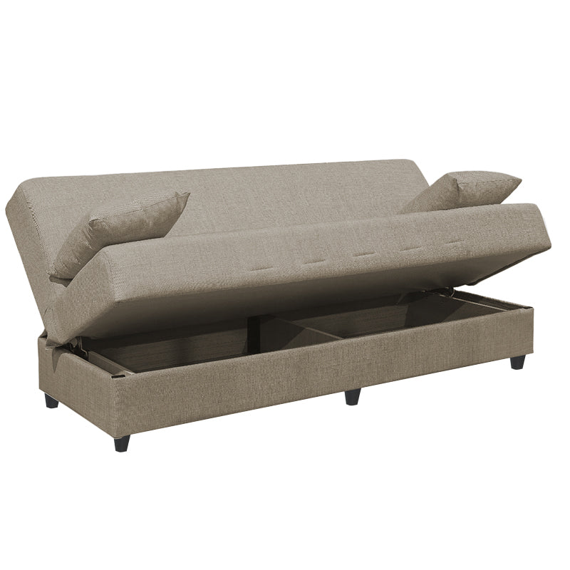 Sofa-bed with storage three-seater Romina pakoworld cream fabric 190x85x90cm