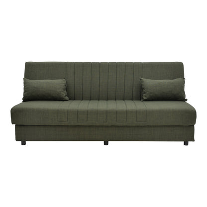 Sofa-bed with storage three-seater Romina pakoworld green fabric 190x85x90cm