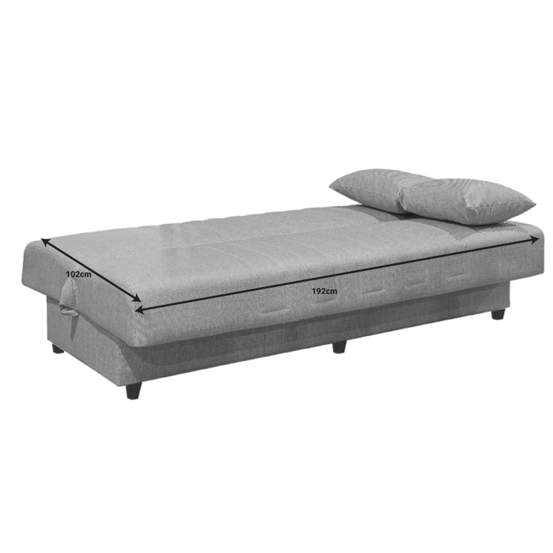 Romina pakoworld three-seater sofa-bed with storage light gray fabric 190x85x90cm