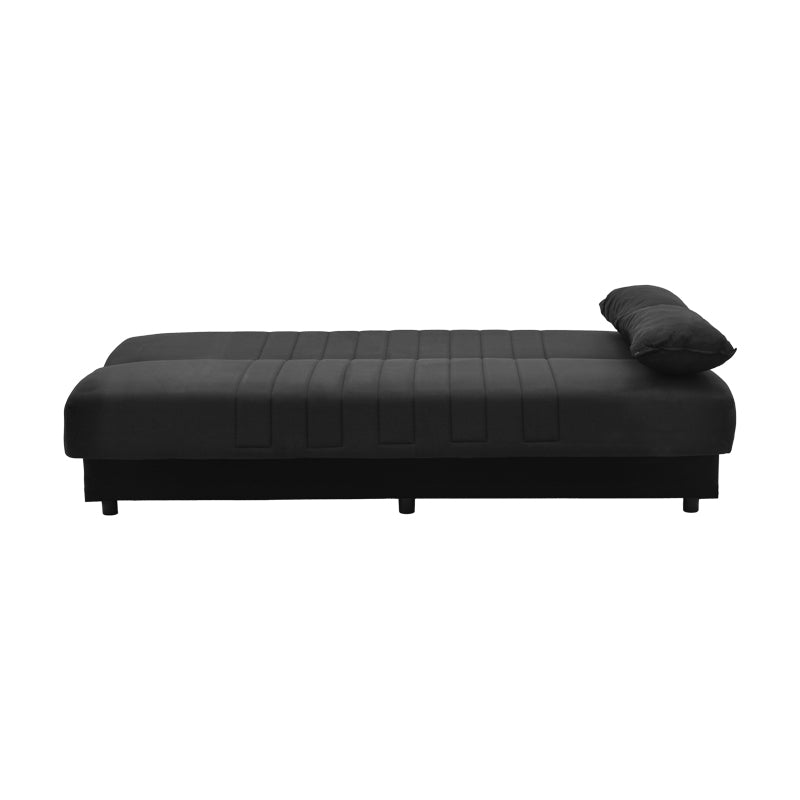 Romina three-seater sofa-bed with storage space pakoworld black fabric 190x85x90cm