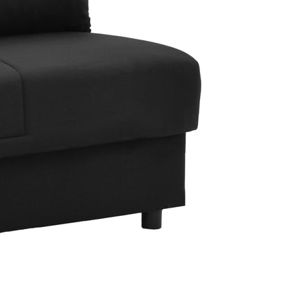 Romina three-seater sofa-bed with storage space pakoworld black fabric 190x85x90cm