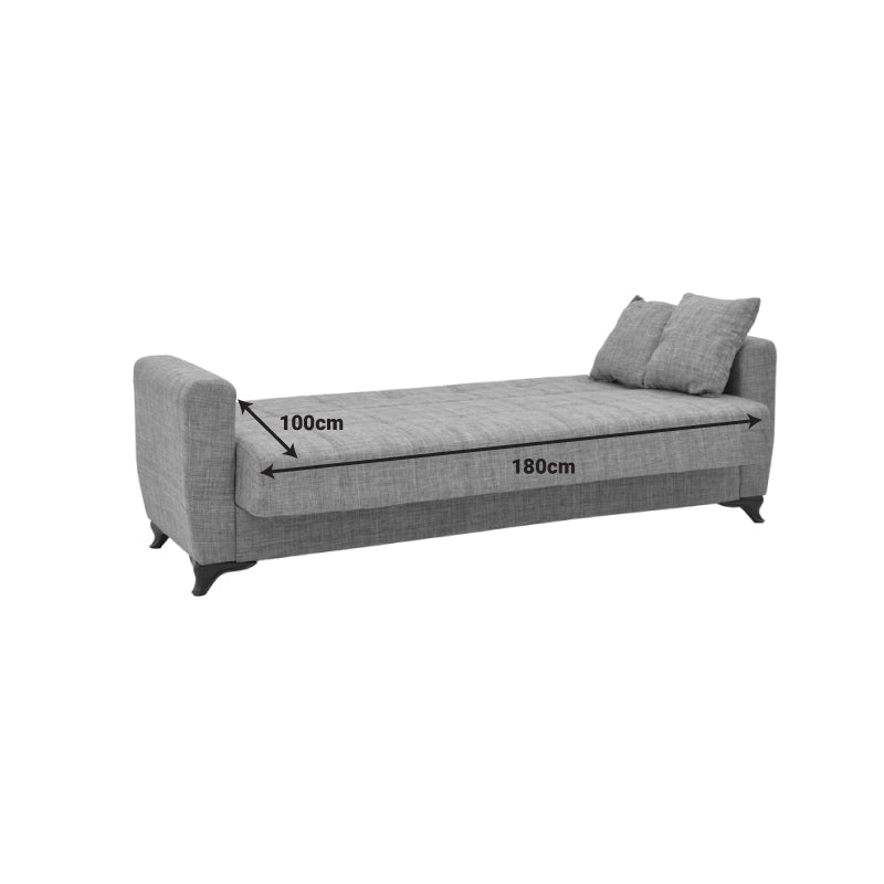 Three-seater Modesto sofa-bed with storage space pakoworld gray fabric 215x85x80cm