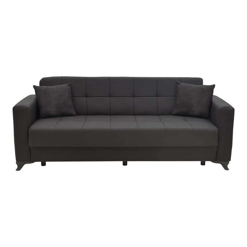 Modesto pakoworld three-seater sofa-bed with storage space black fabric 215x85x80cm