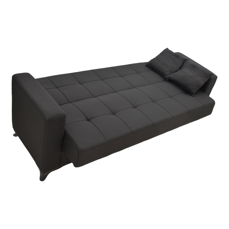 Modesto pakoworld three-seater sofa-bed with storage space black fabric 215x85x80cm