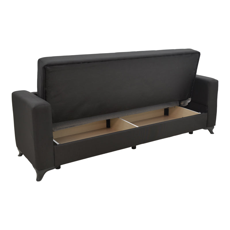 Modesto pakoworld three-seater sofa-bed with storage space black fabric 215x85x80cm