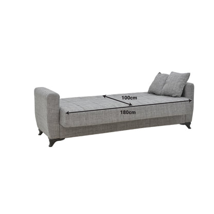 Modesto pakoworld three-seater sofa-bed with storage space black fabric 215x85x80cm