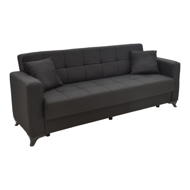 Modesto pakoworld three-seater sofa-bed with storage space black fabric 215x85x80cm