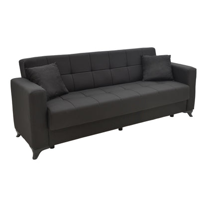 Modesto pakoworld three-seater sofa-bed with storage space black fabric 215x85x80cm