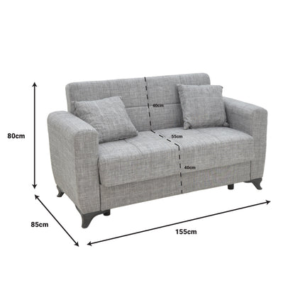 Sofa-bed with storage two-seater Modesto pakoworld gray fabric 155x85x80cm