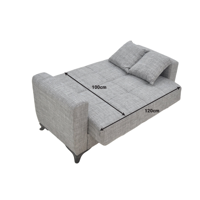 Sofa-bed with storage two-seater Modesto pakoworld gray fabric 155x85x80cm