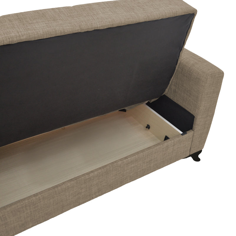 Sofa-bed with storage two-seater Modesto pakoworld light brown fabric 155x85x80cm