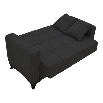 Modesto two-seater sofa-bed with storage pakoworld black fabric 155x85x80cm