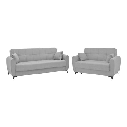 Living room set 2 pieces Lincoln pakoworld fabric in light gray shade