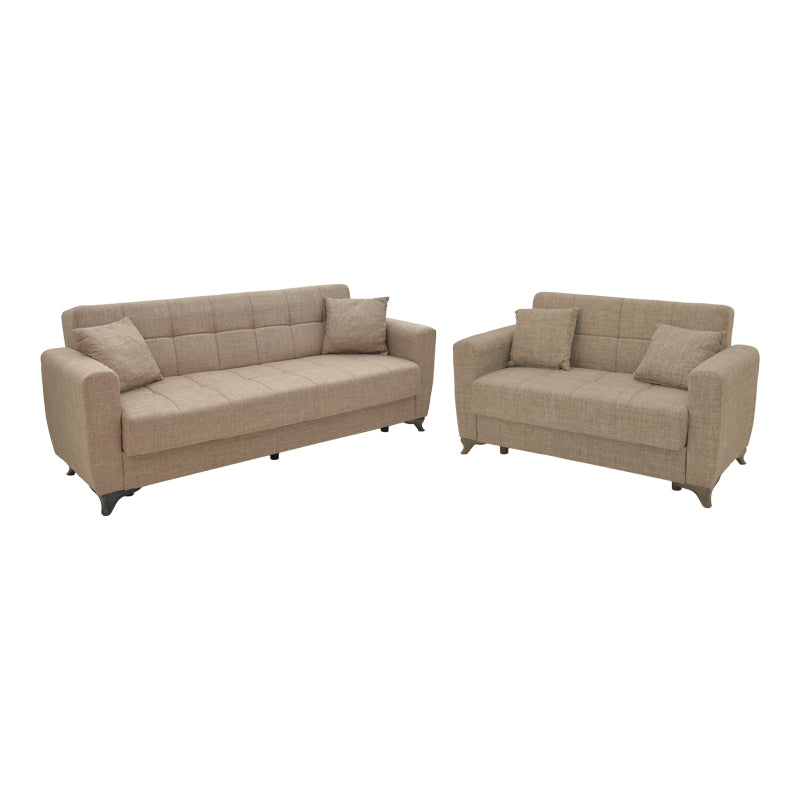 Living room set 2 pcs Modesto pakoworld fabric in light brown shade