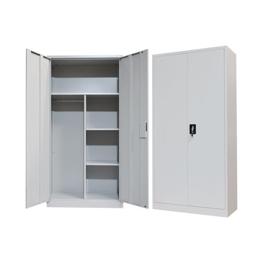 Zogi pakoworld metal wardrobe with partition in light gray color 90x45x180cm