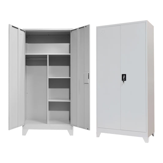 Zogi pakoworld metal wardrobe with partition in light gray shade 90x45x190cm