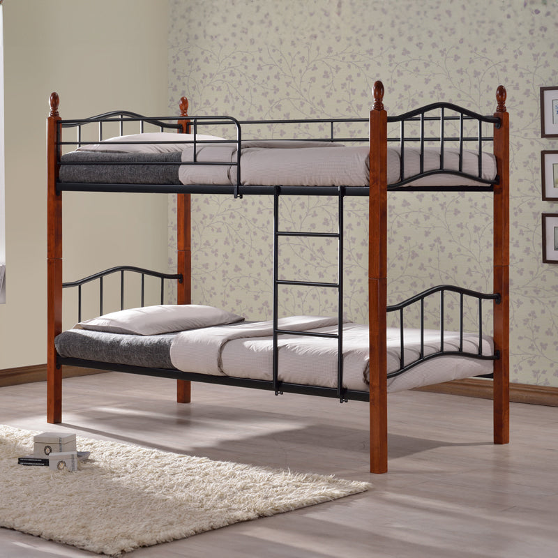 Double decker Faryn walnut color wood-black metal 90x190cm