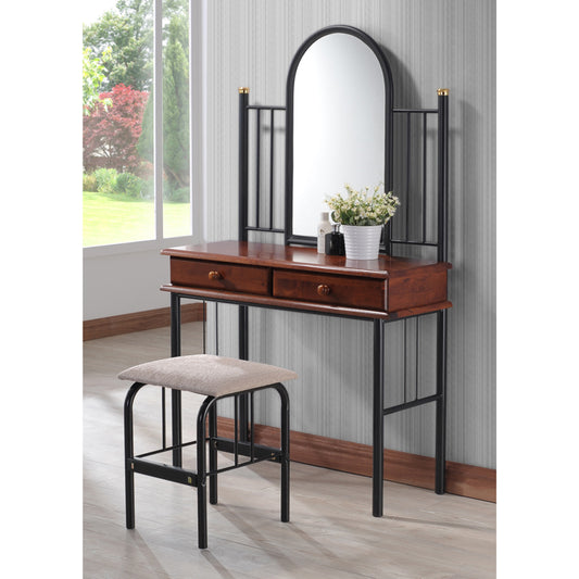 Dressing table with stool Tressa pakoworld walnut rubberwood-black metal