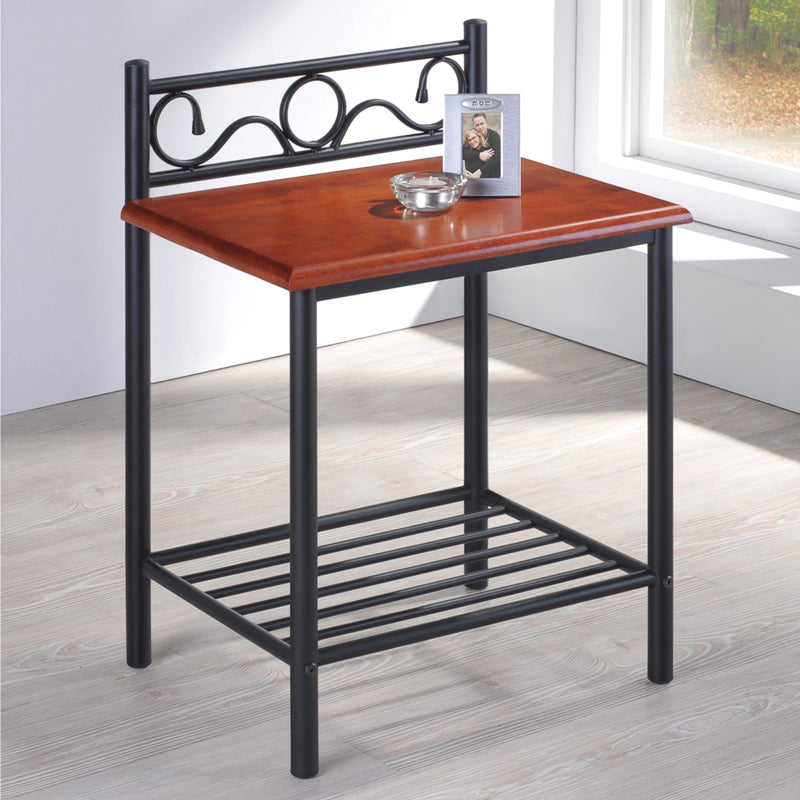Nightstand Kellien walnut color wood-black metal 45x35x62cm