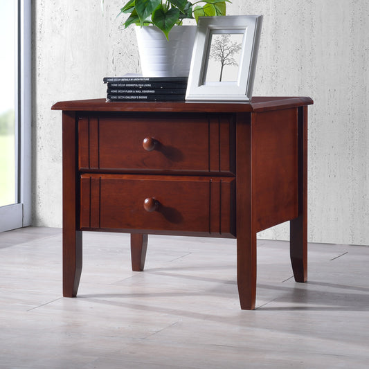 Juliene I bedside table with drawers walnut rubberwood 50x44x46cm