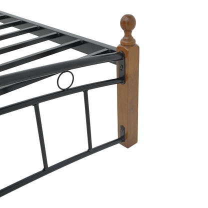 Queen size bed Clarive walnut color wood-black metal 160x200cm