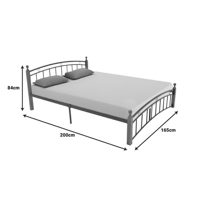 Queen size bed Clarive walnut color wood-black metal 160x200cm
