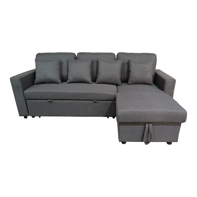 Corner sofa-bed with storage and reversible Sorno pakoworld gray fabric 224x146x90cm