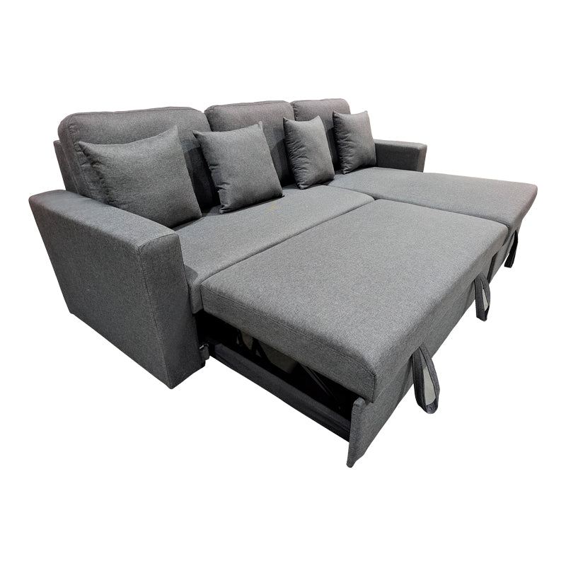 Corner sofa-bed with storage and reversible Sorno pakoworld gray fabric 224x146x90cm