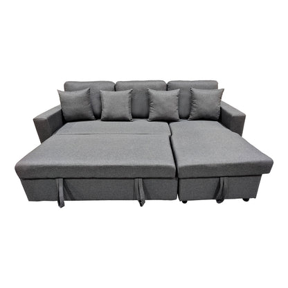 Corner sofa-bed with storage and reversible Sorno pakoworld gray fabric 224x146x90cm