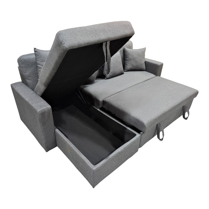 Corner sofa-bed with storage and reversible Sorno pakoworld gray fabric 224x146x90cm