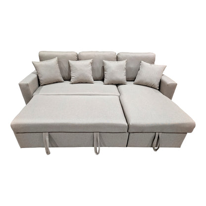 Corner sofa-bed with storage and reversible Sorno pakoworld beige fabric 224x146x90cm