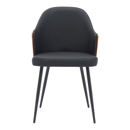 Chair Marci pakoworld black pu-black metal legs 58x58x91cm