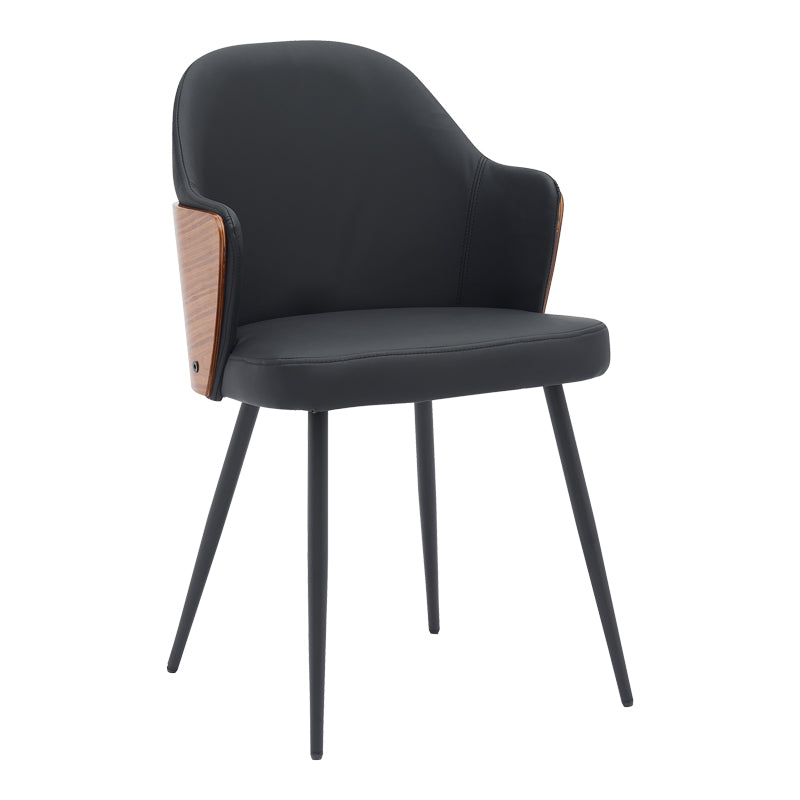 Chair Marci pakoworld black pu-black metal legs 58x58x91cm