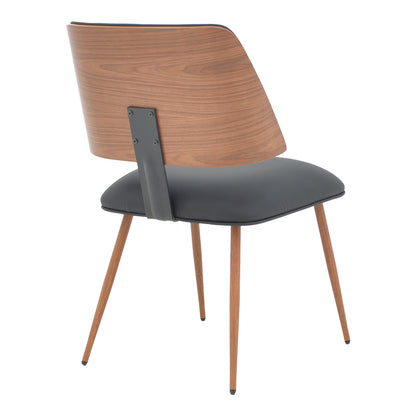 Chair Ubane pakoworld black pu-walnut metal legs 53x62.5x85cm