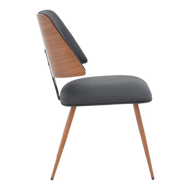 Chair Ubane black pu-walnut metal legs 53x62.5x85cm