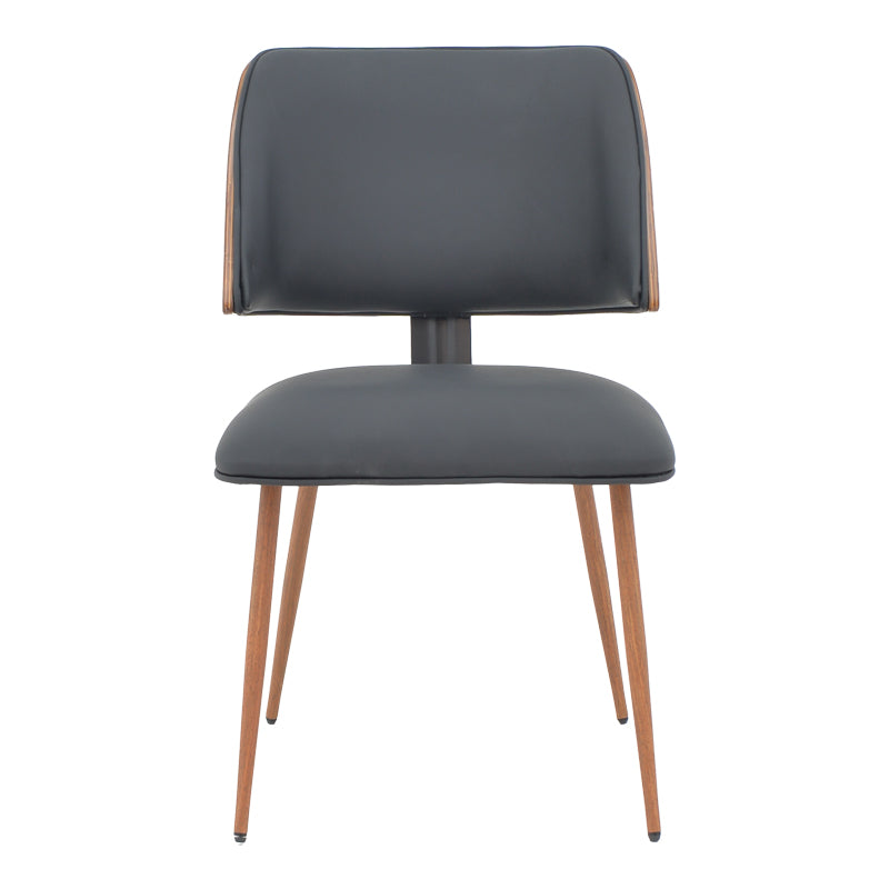 Chair Ubane black pu-walnut metal legs 53x62.5x85cm