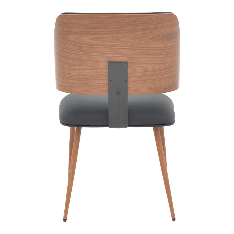 Chair Ubane black pu-walnut metal legs 53x62.5x85cm