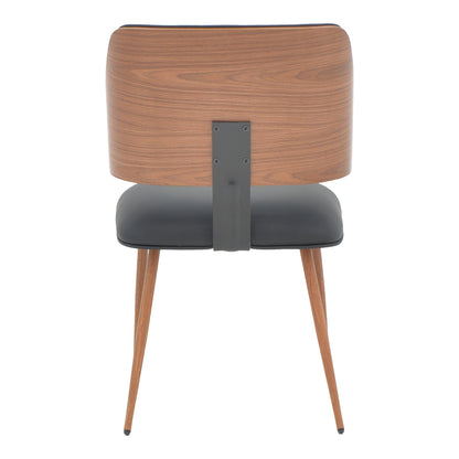 Chair Ubane black pu-walnut metal legs 53x62.5x85cm