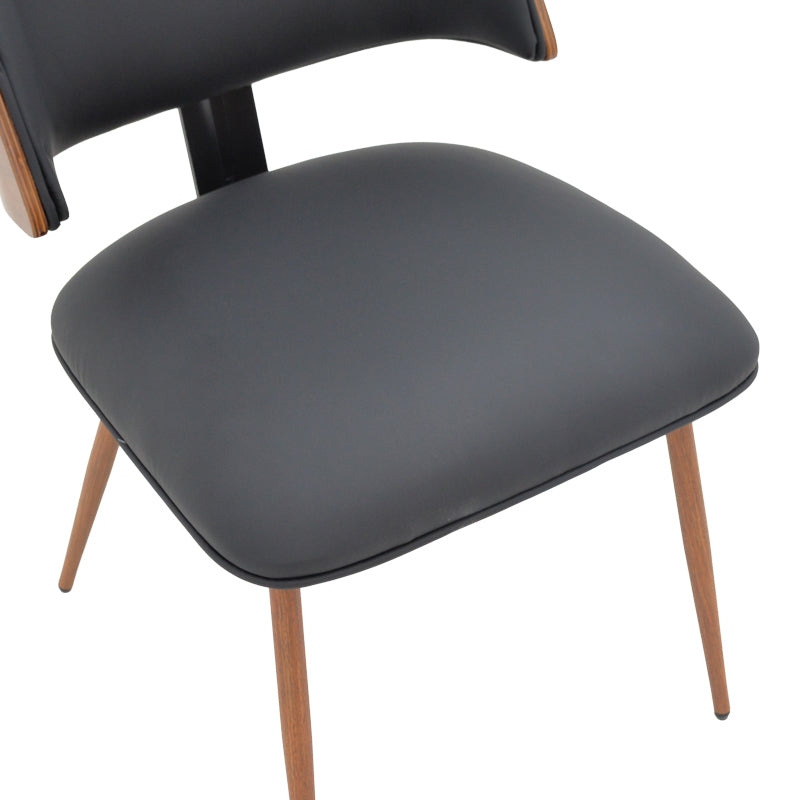 Chair Ubane black pu-walnut metal legs 53x62.5x85cm