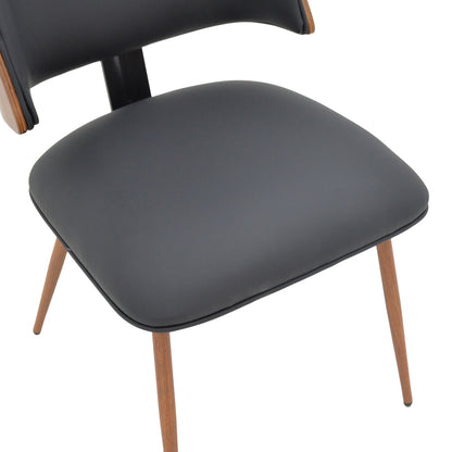 Chair Ubane black pu-walnut metal legs 53x62.5x85cm