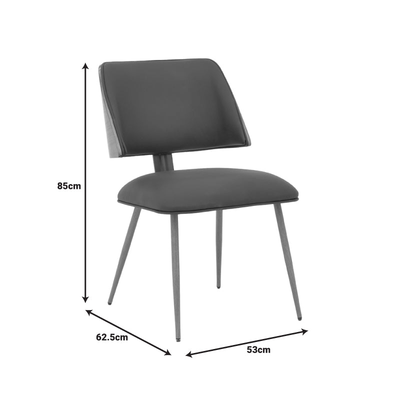 Chair Ubane black pu-walnut metal legs 53x62.5x85cm