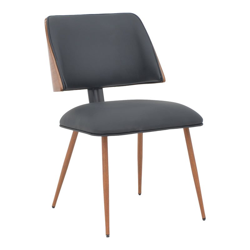 Chair Ubane black pu-walnut metal legs 53x62.5x85cm