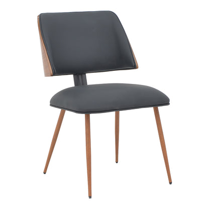 Chair Ubane black pu-walnut metal legs 53x62.5x85cm