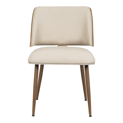 Chair Ubane pakoworld beige pu-walnut metal legs 53x62.5x85cm